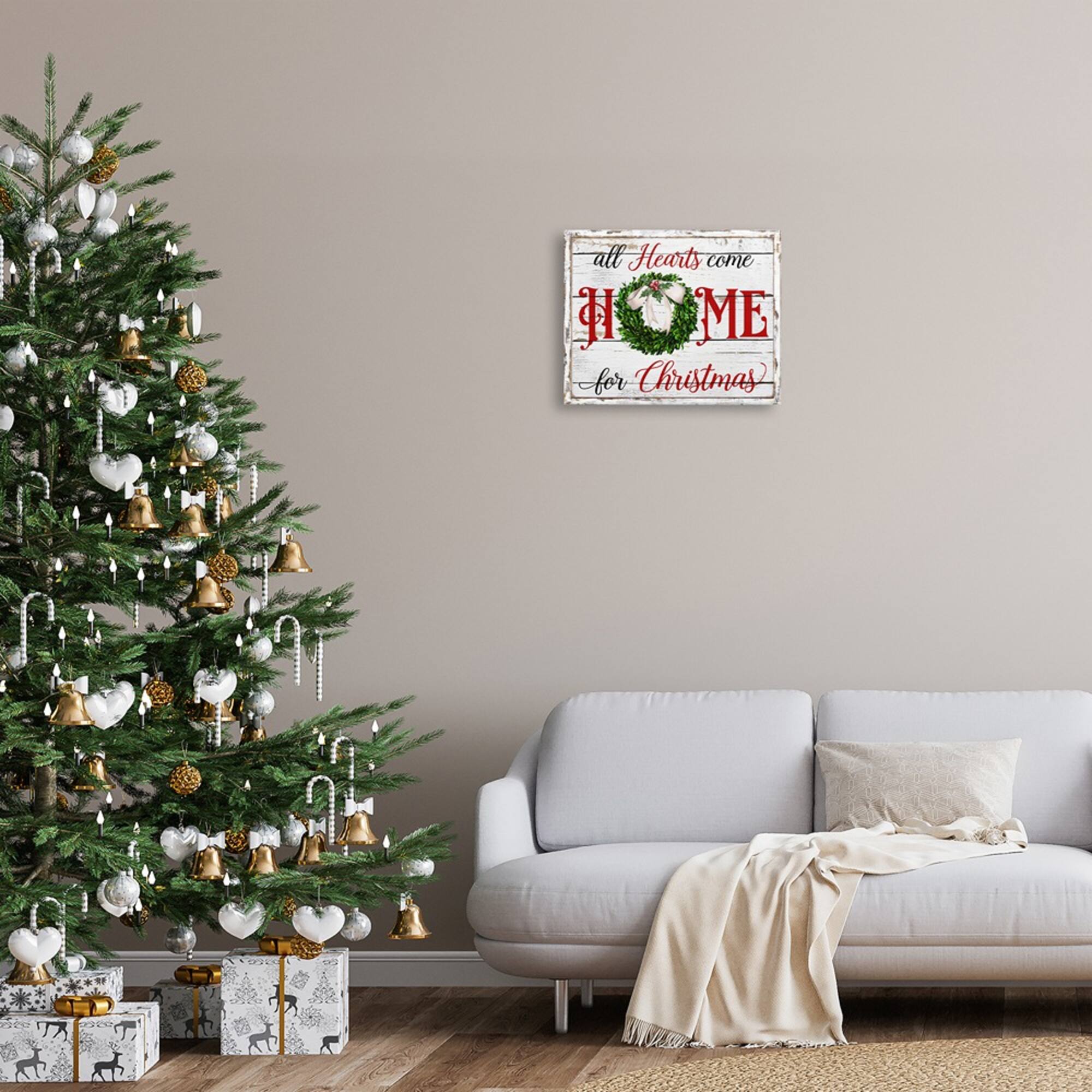 Stupell Industries Hearts Home For Christmas Canvas Wall Art